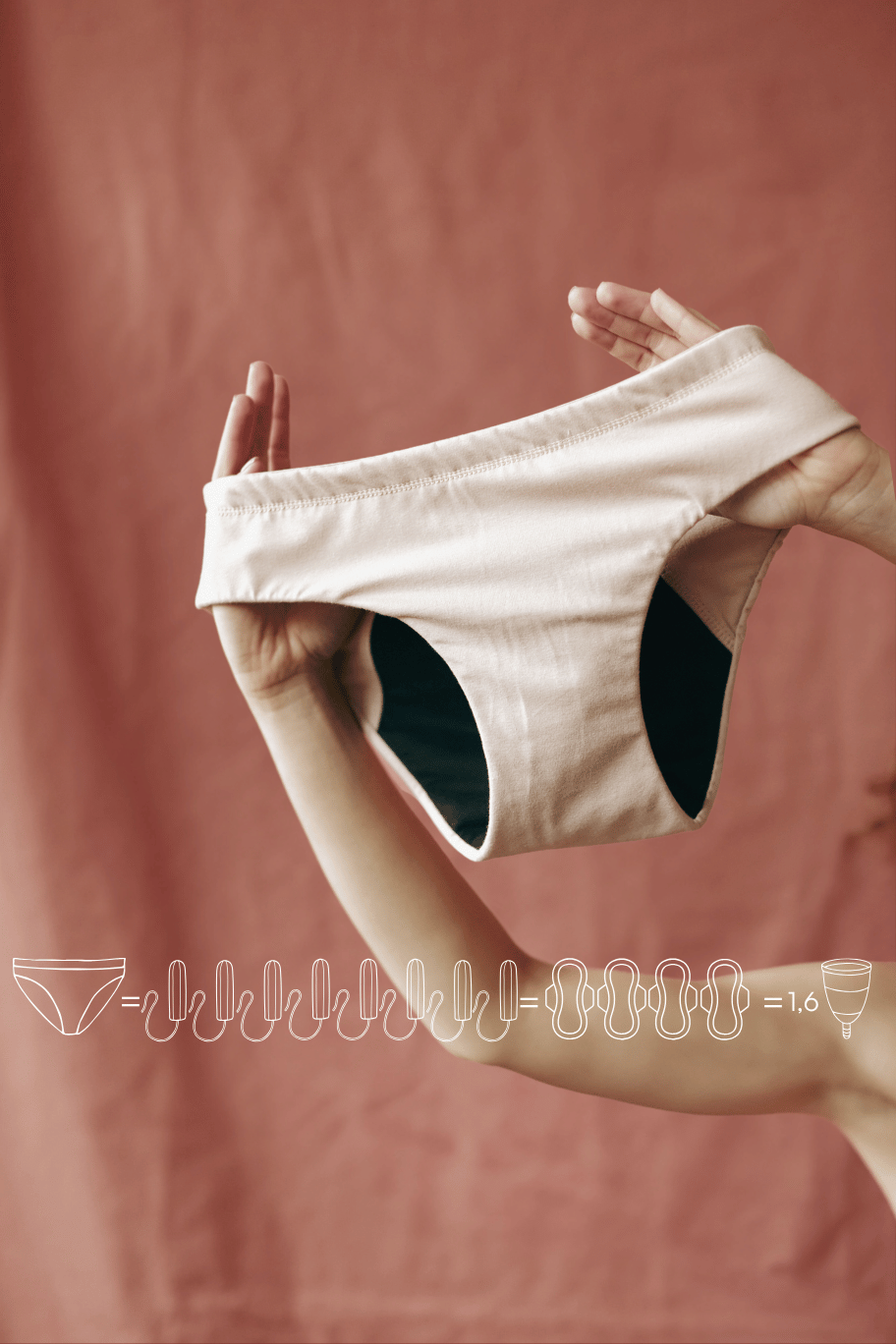 Majtki menstruacyjne hipster high z bawełny GOTS