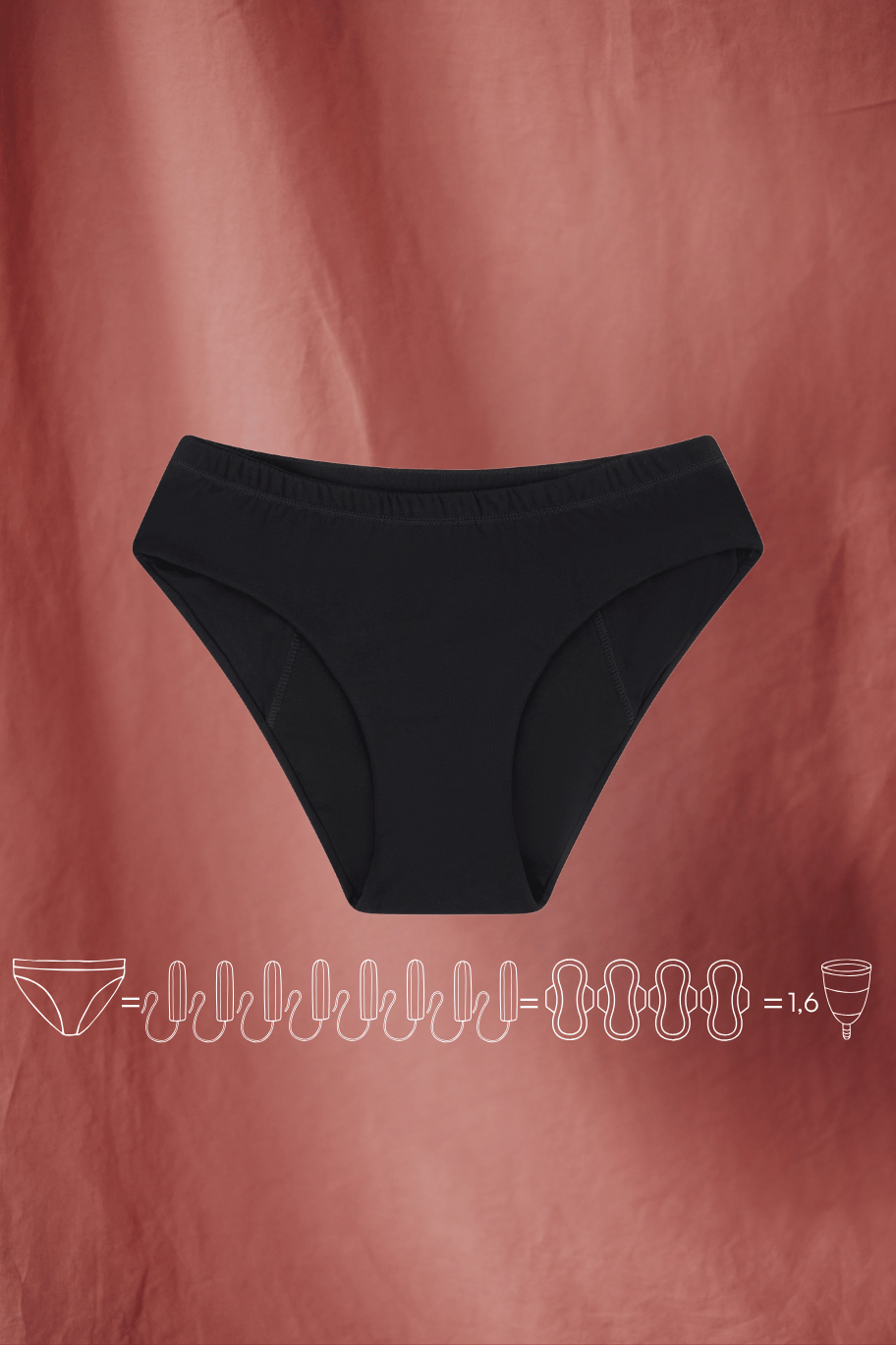 Majtki menstruacyjne hipster high z bawełny GOTS