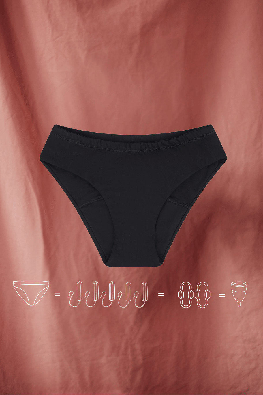 Majtki menstruacyjne hipster medium z bawełny GOTS