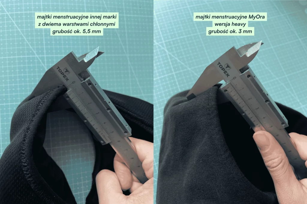 grubość majtek menstruacyjnych