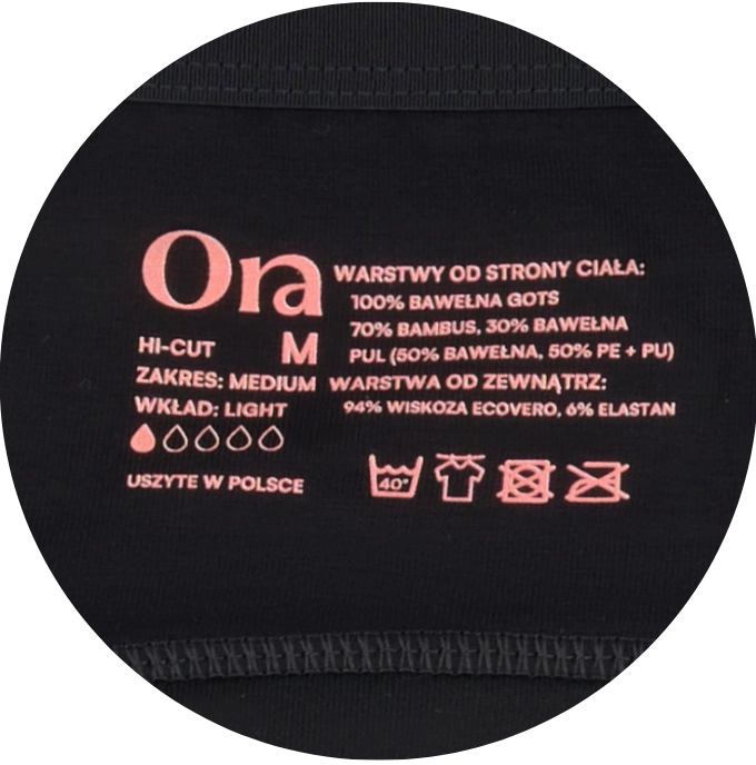 metka w majtkach menstruacyjnych