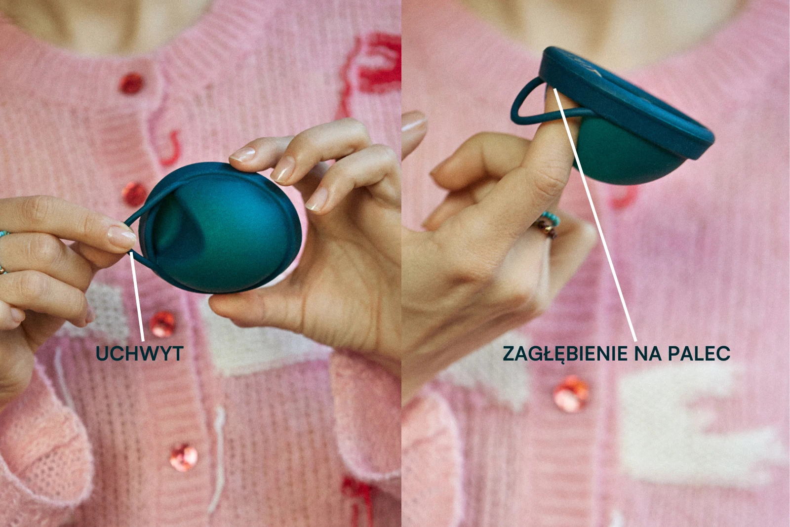 dysk menstruacyjny z uchwytem