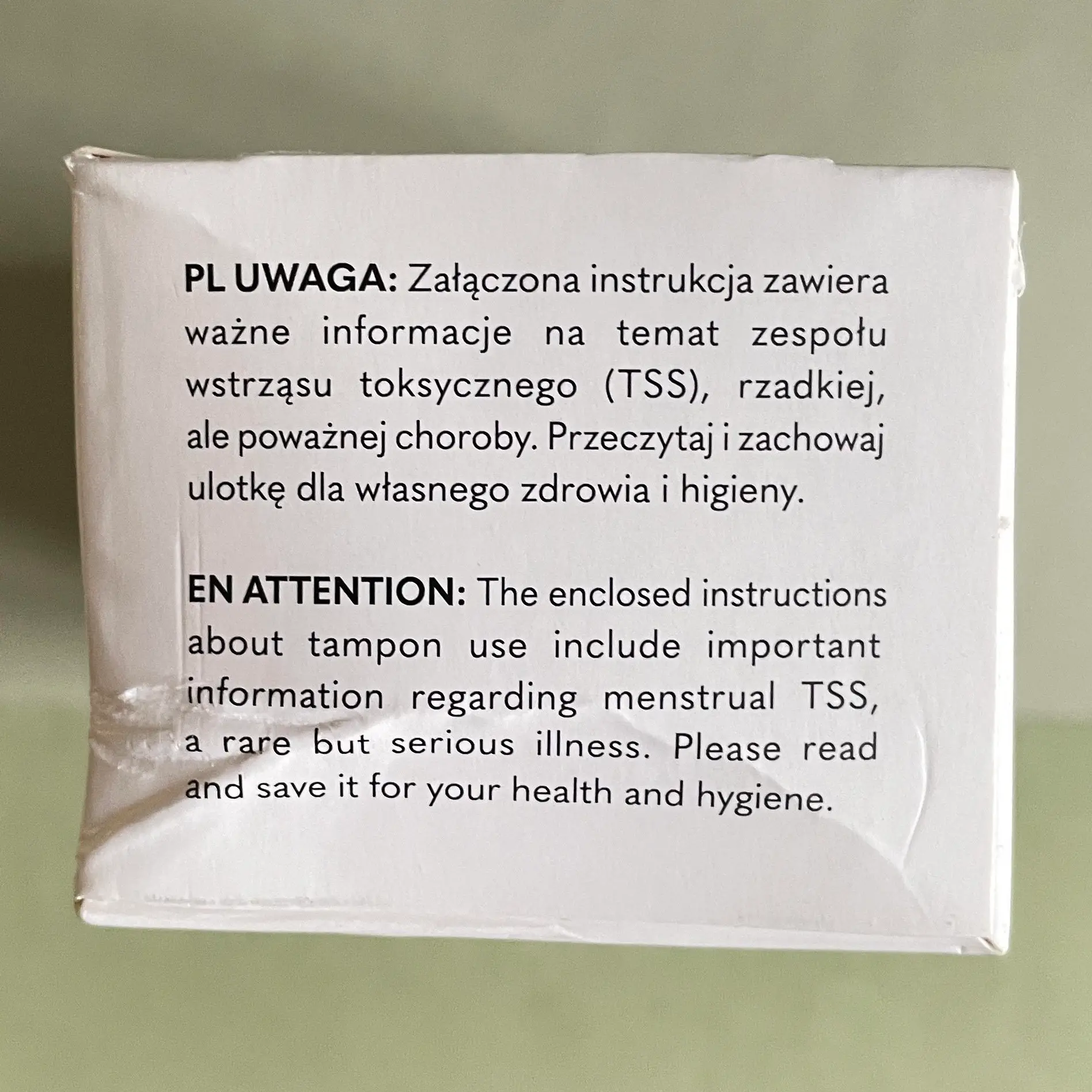 ostrzeżenie o tss na tamponach